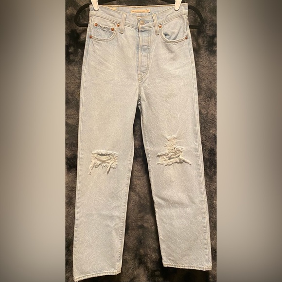 LEVIS vintage WhiteWash Ribcage Straight Ankle - Picture 1 of 5